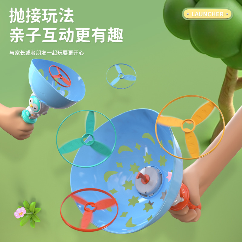 Discos voladores eléctricos transfronterizos con luces, música, luz nocturna al aire libre, bambú, libélula, juguetes de ejercicio físico, regalos para niños