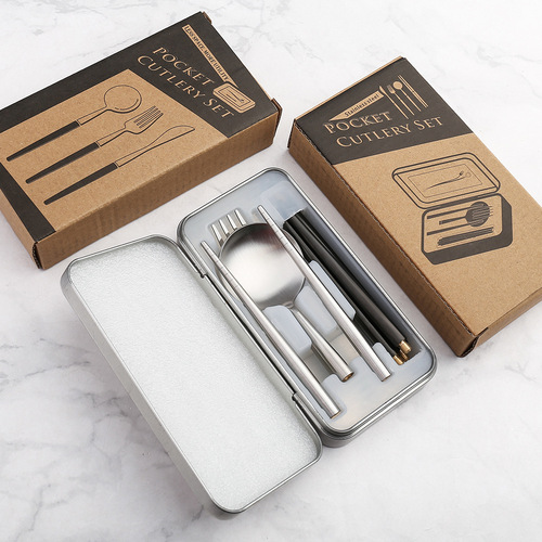 S304 Stainless Steel Removable Portuguese Portable Knife Fork Spoon Chopsticks Set Student Outdoor Tableware Nianhui Gift
