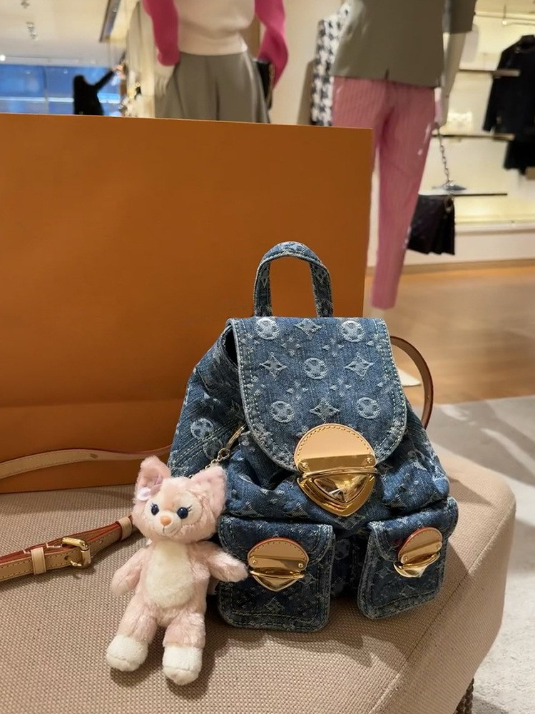 Neie populäre Denim Jacquard-Rucksak mat modeschen, lässegen, gedréckten Duebelrucksäck fir Reesen a villfältegen Eenzelrucksäck_voghion.com