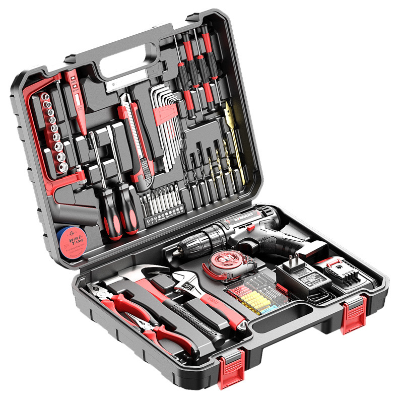 German Ai Rui Shield Taladro eléctrico inalámbrico de pistola de alta potencia Taladro eléctrico de litio recargable Juego de destornillador eléctrico de impacto