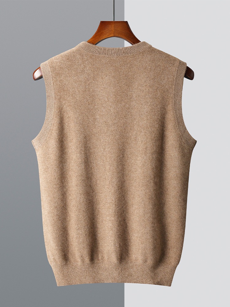 秋冬新作カーディガンベスト男性用ベストファッションカジュアル中年vネックベストノースリーブセーターニット