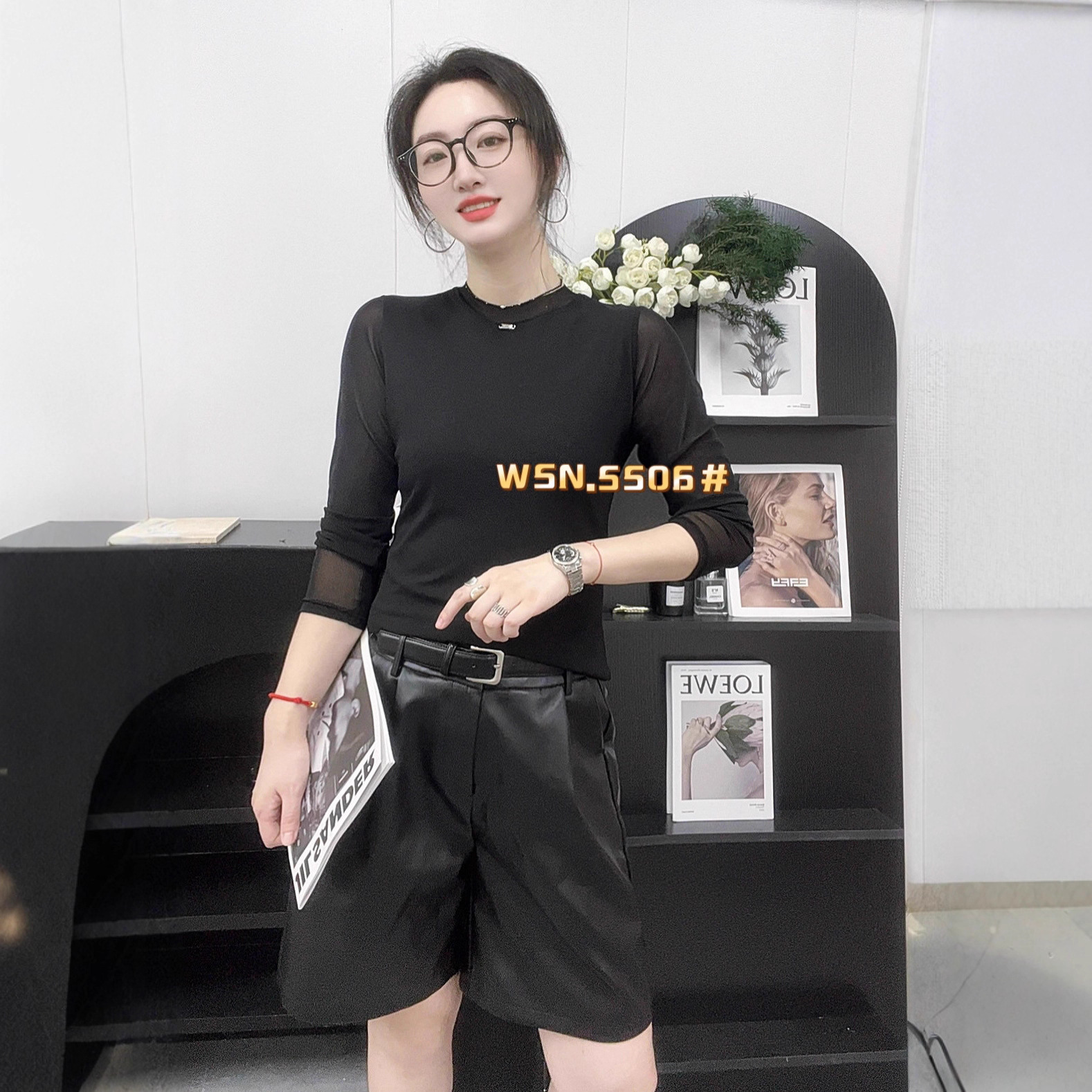 2025秋季新款网红爆款网纱打底衫女时尚减龄领内搭上衣女装5506