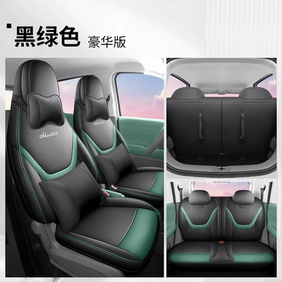 Modelə uyğun (Original) oturacaq örtükləri: perforated leather car seat covers - black-green-deluxe-edition-note-the-model-year