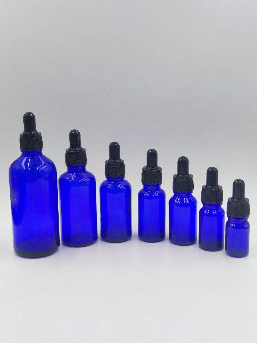 现货蓝色5-100ml精油瓶滴管瓶
