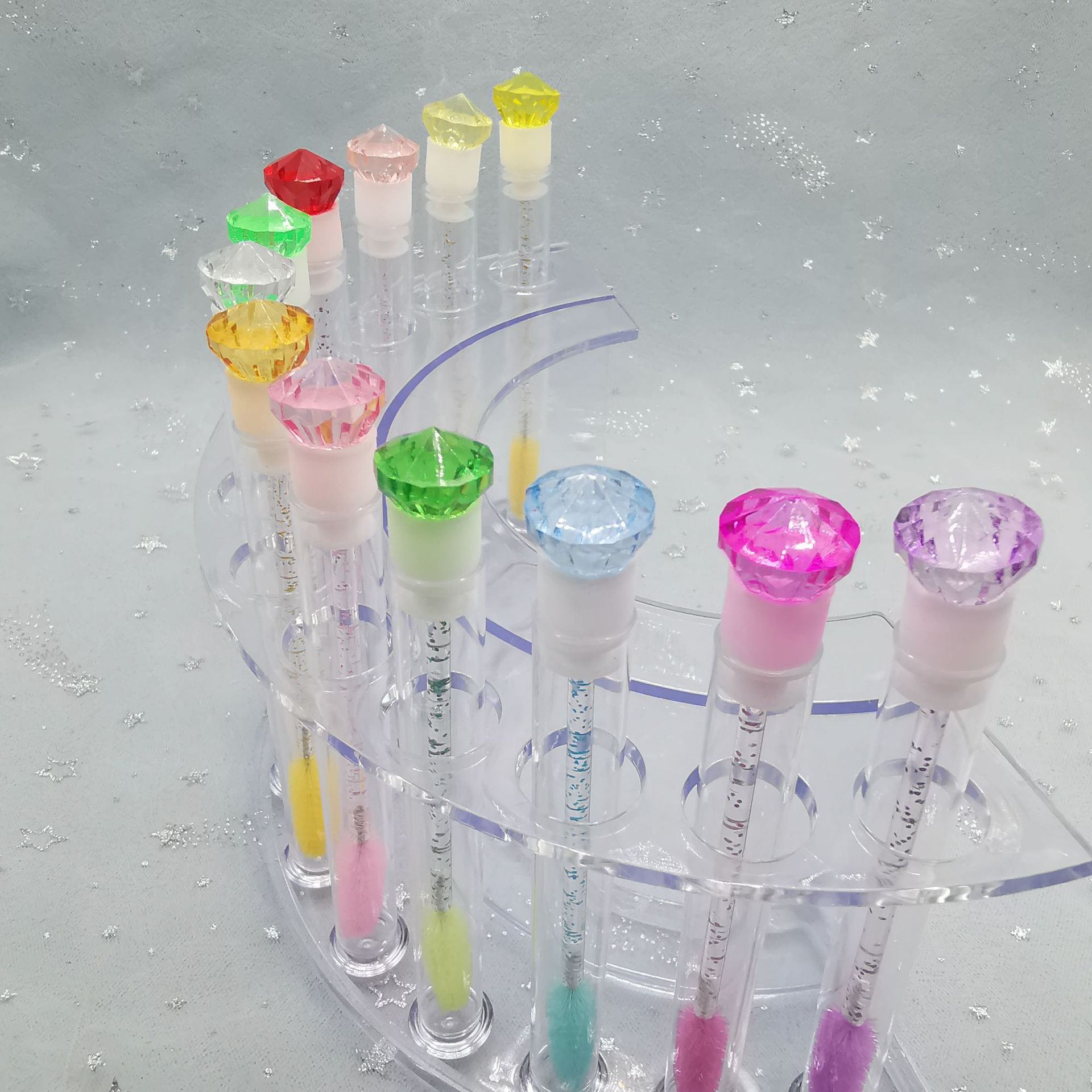 Foreign trade new style with large diamond eyelash brush transparent tube independent tube eyelash brush barrel replaceable Diamond eyelash brush