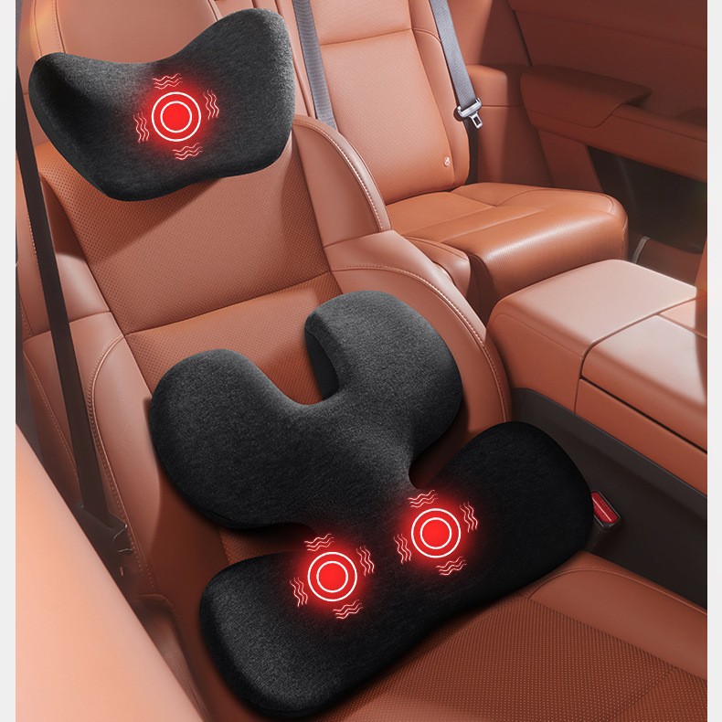 Car Massage Lumbar Support Back Cushion Electric Headrest Memory Foam Neck Pillow Lumbar Support Car Headrest Heated Lumbar Support