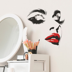 外貿個性創意紅唇美女臥室客廳宿舍家居裝飾牆貼貼紙自粘批發跨境