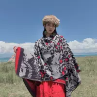 Этнический стиль, тибетский капюшон, стиль отпуска, путешествия, Чака, Соленое озеро, подходит для фотосъемки, шарф, защита от солнца, утолщенная шаль, плащ