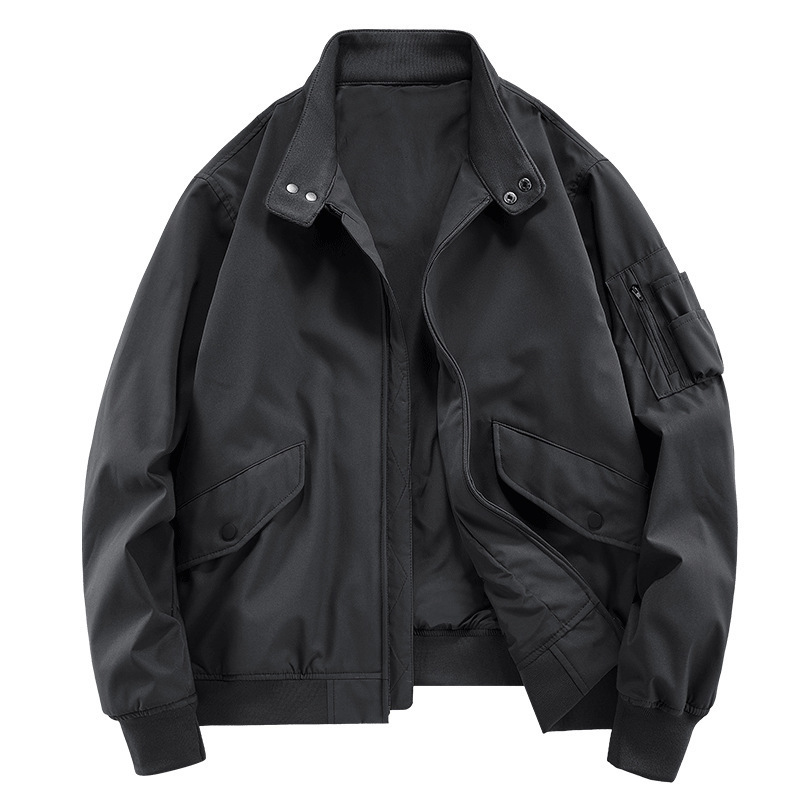 Autumn and Winter New Men's Simple Stand-Up Collar Jacket, Soft and Skin-Friendly, Casual, Waterproof, Windproof, Anti-Wrinkle, Warm and Trendy 1953