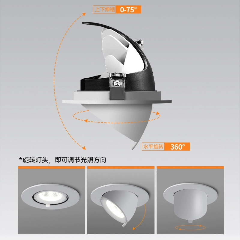 Fuente fábrica ángulo ajustable lámpara de nariz de elefante techo led incrustado Xiaoai luz de foco antideslumbrante de lavado de pared de espectro completo