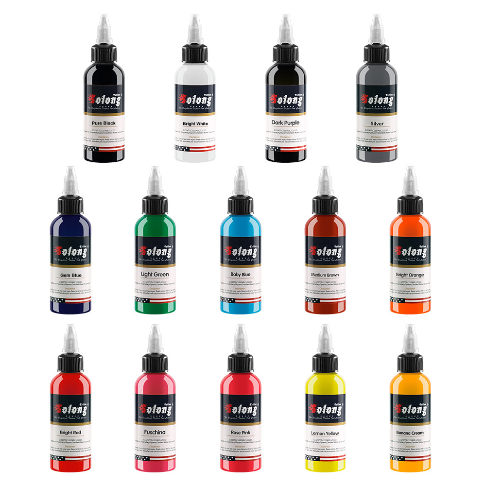 14 colores de tinta de tatuaje conjunto de 30ml CE certificación transfronteriza tinta de tatuaje coloreado completo
