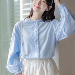 开学季衬衫女春秋季设计感小众宽松上衣小个子衬衣学院风时尚气质