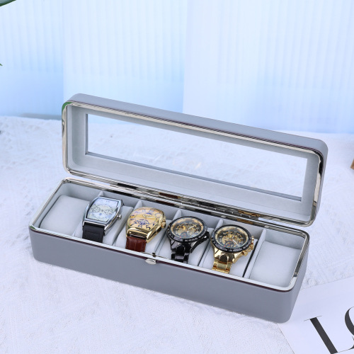 Dr. Dreux 6-Position PU Lined Metal Frame Watch Storage Box with Skylight Watch Display Case