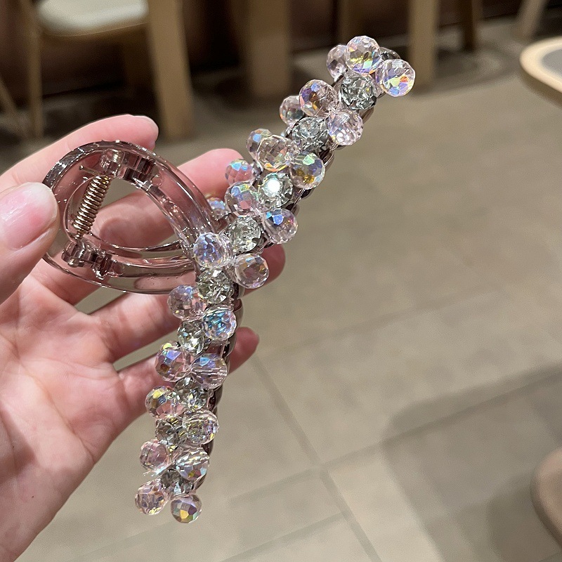 韓国版の軽い高級ラインストーンクリップ、高級感、中型ヘアクリップ、気質、女性用ハーフタイヘアクリップ、ヘアアクセサリー、ヘッドドレス|undefined