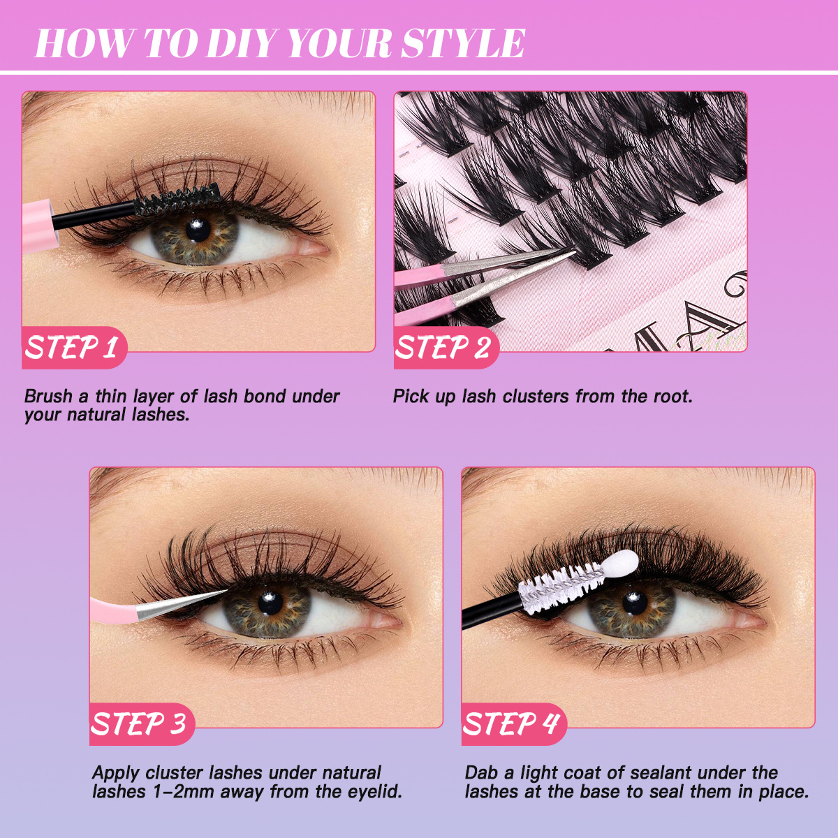 Hot-Selling 456 Dense D-Curve Single False Eyelashes 10-16mm DIY Segmental Self-Extension Natural Cluster Lashes_voghion.com