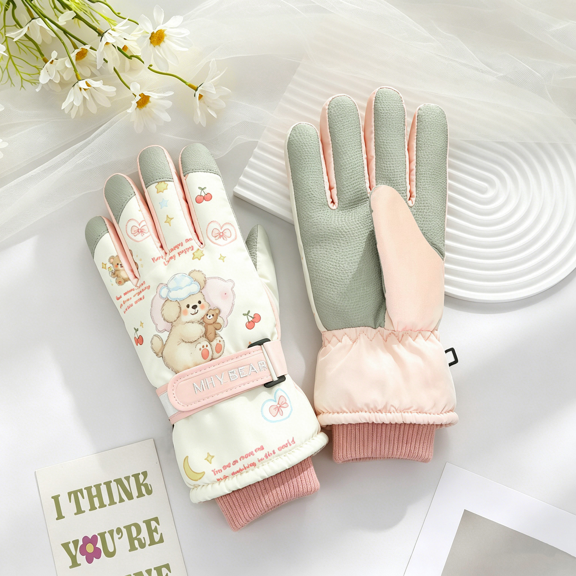 Guantes de esquí para hombres y mujeres en invierno, resistentes al viento y al frío, guantes cálidos con forro polar y engrosados, guantes antideslizantes con pantalla táctil para ciclismo al aire libre