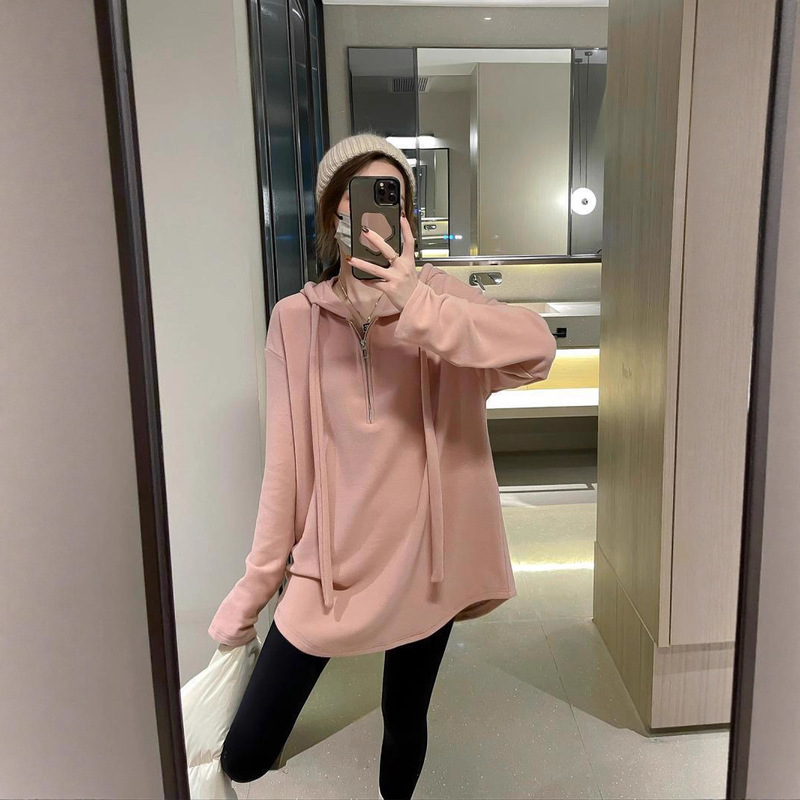 Plus Size Thermal Hooded Sweatshirt for Women, Autumn and Winter New Style, Loose Fit for Chubby Women, Slimming, Covering, Lazy Style Versatile Top