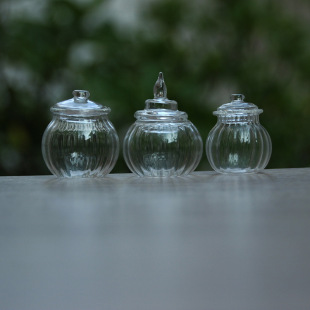 BJD transparent glass jar 6/8 points miniature food play doll house diy model accessories 1:12 spot