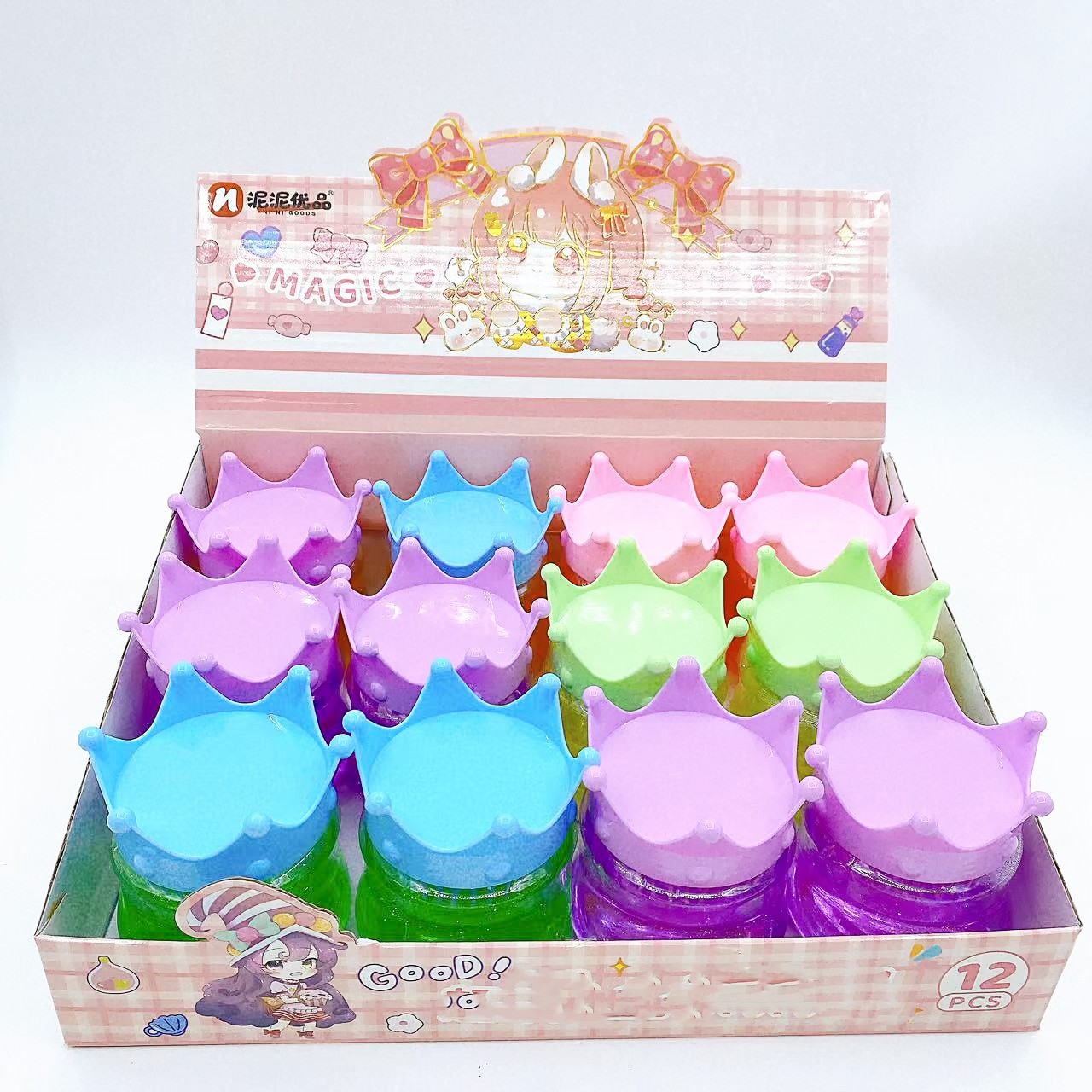 Juguetes infantiles corona goma espumante barro de color barro de cristal con barro de cristal brillante slime barro de color 2 yuanes lotes de departamentos