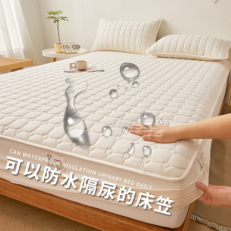 Cross-border Class A Antibacterial Cotton-padded Waterproof Bed Cover Foreign Trade Urine-proof Mattress Non-slip Bed Cover Amazon Mattress Protective Cover