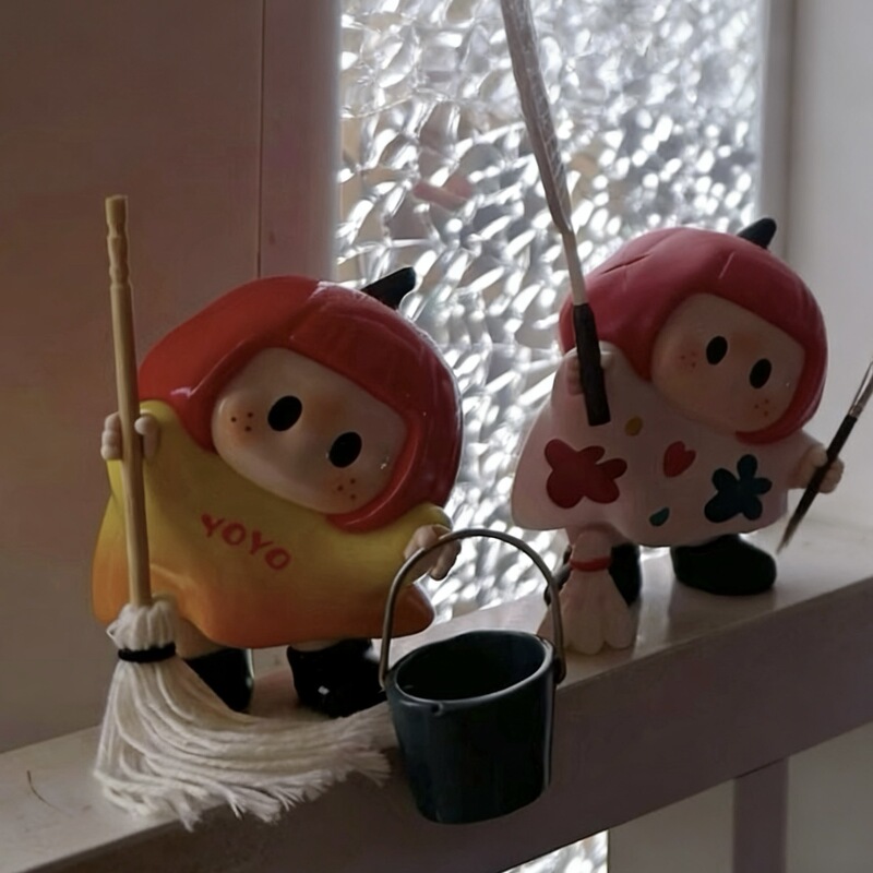 High-Appearance Value Yoyo Ryou Ryou-Chan Hand-Held Decorative Accessories, Mop, Bucket, Miniature Model, Ornament, Prop, Cute and Affordable
