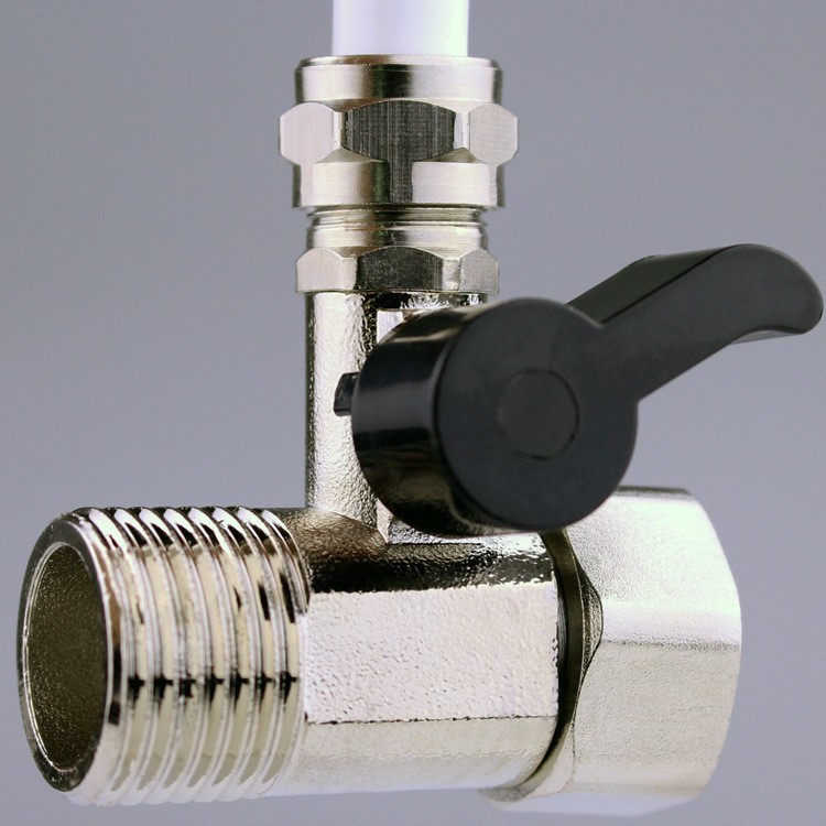 Venta al por mayor 3 puntos válvula de entrada de una pieza gabinete de cocina Válvula de ángulo de conexión de purificador de agua ACCESORIOS 4 puntos de unión suelta válvula de bola de tres vías de una pieza
