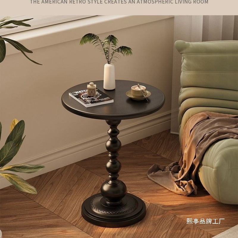 Light Luxury Sofa Side Table, Living Room, Small Coffee Table, Side Table, Retro Corner Table, Iron Bedside Storage, Balcony Small Round Table