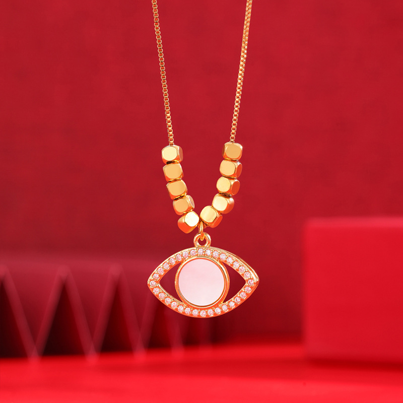 Nuevo ins dulce belleza todo fósforo colgante de imitación de oro collar de circón simple nicho joyería de alto sentido fábrica al por mayor