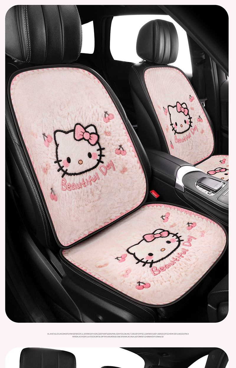 New KT Cat Car Seat Cushion Summer Ice Silk Cartoon Cute Breathable Honeycomb Mesh Fabric Universal Car Seat Pad for All Seasons