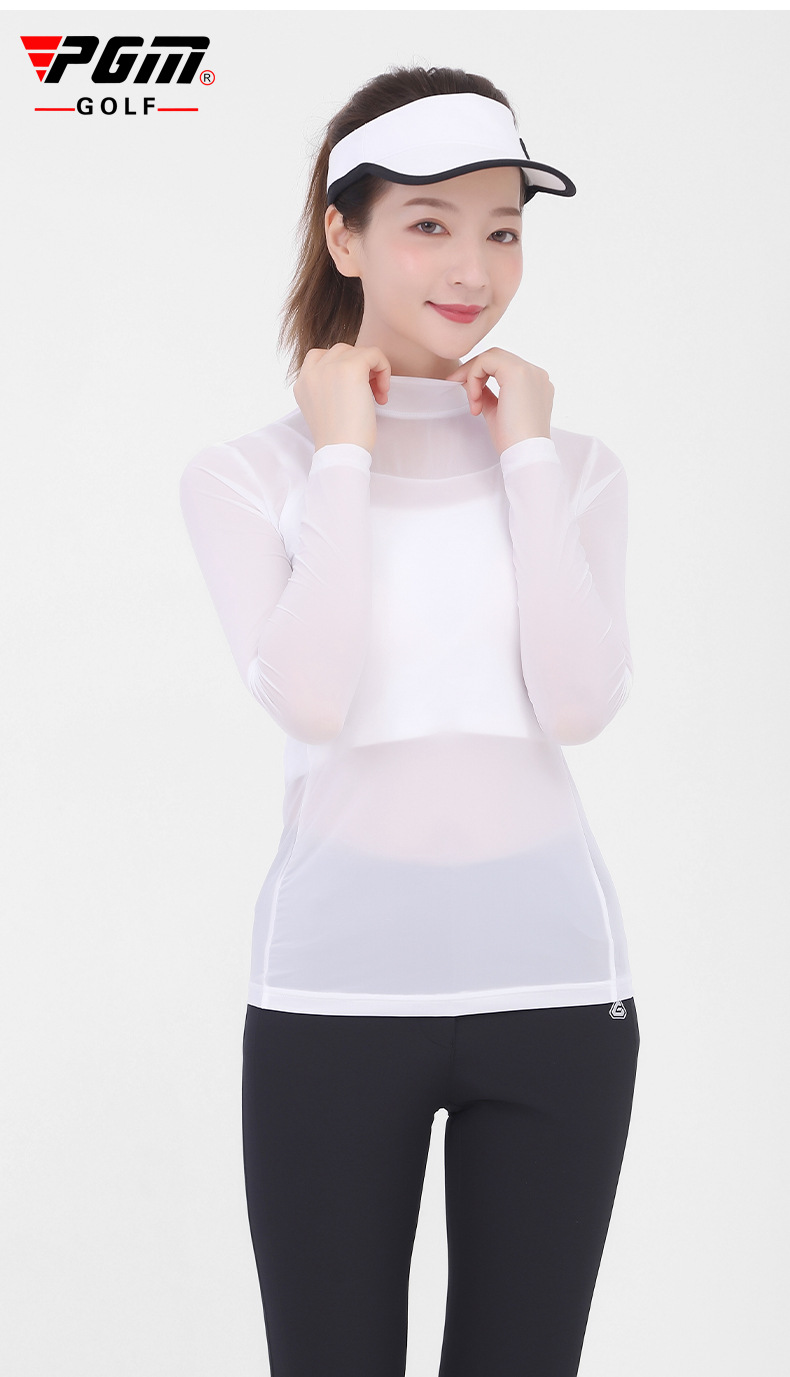 Áo thun golf chống nắng dài tay PGM chất liệu lụa lạnh co giãn cao — Áo thun nữ màu trắng YF304, YF305 quần áo nữ chống nắng đáy áo màu xanh sapphire, YF309 áo phông nữ màu trắng, YF305 quần áo nữ chống nắng đáy áo màu trắng chi tiết 29