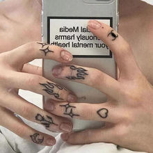 一件代發手指紋身貼ins持久防水個性酷暗黑系潮男女霸氣社會手臂