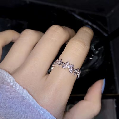 Famous star elegant micro-set butterfly ring for women, Korean minimalist Ins personality diamond-studded finger ring, index finger ring, live broadcast wholesale