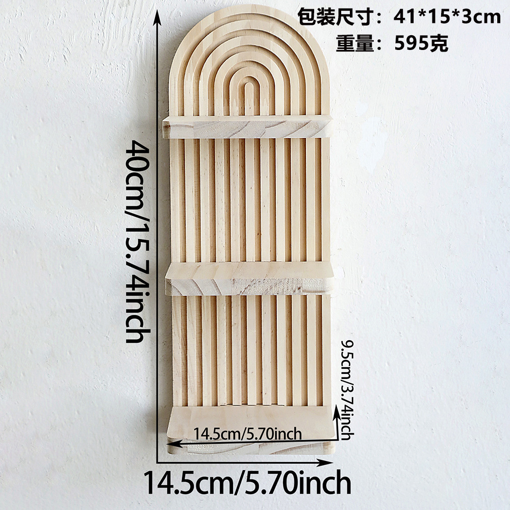 Nuevo producto transfronterizo roscado ovalado creativo estante de pared de madera maciza artesanía de madera decoración de sala de estar del hogar