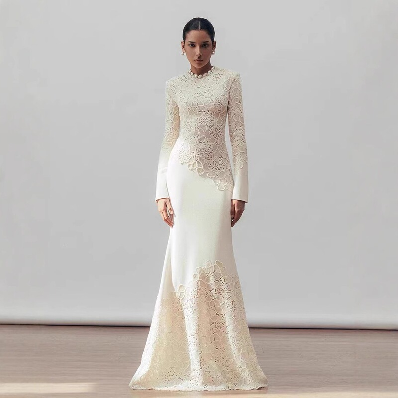 Pre-Sale Retro Classic Elegant Crochet Fishtail Dress New Style Elegant Waist-Cinching Banquet Gown Long Dress 40320 Pre-Sale Retro Classic Elegant Crochet Fishtail Dress New Style Elegant Waist-Cinching Banquet Gown Long Dress 40320