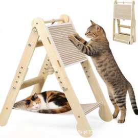 木质猫抓柱三角形猫抓板室内猫猫垂直猫抓板猫床可折叠互动抓板