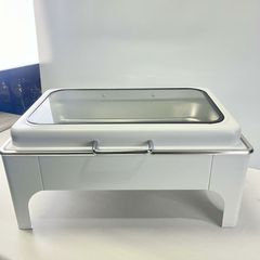 纯白色跨境不锈钢电加热容器自助餐炉液压可视布菲炉酒店保温炉
