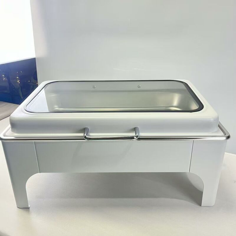 纯白色跨境不锈钢电加热容器自助餐炉液压可视布菲炉酒店保温炉|undefined