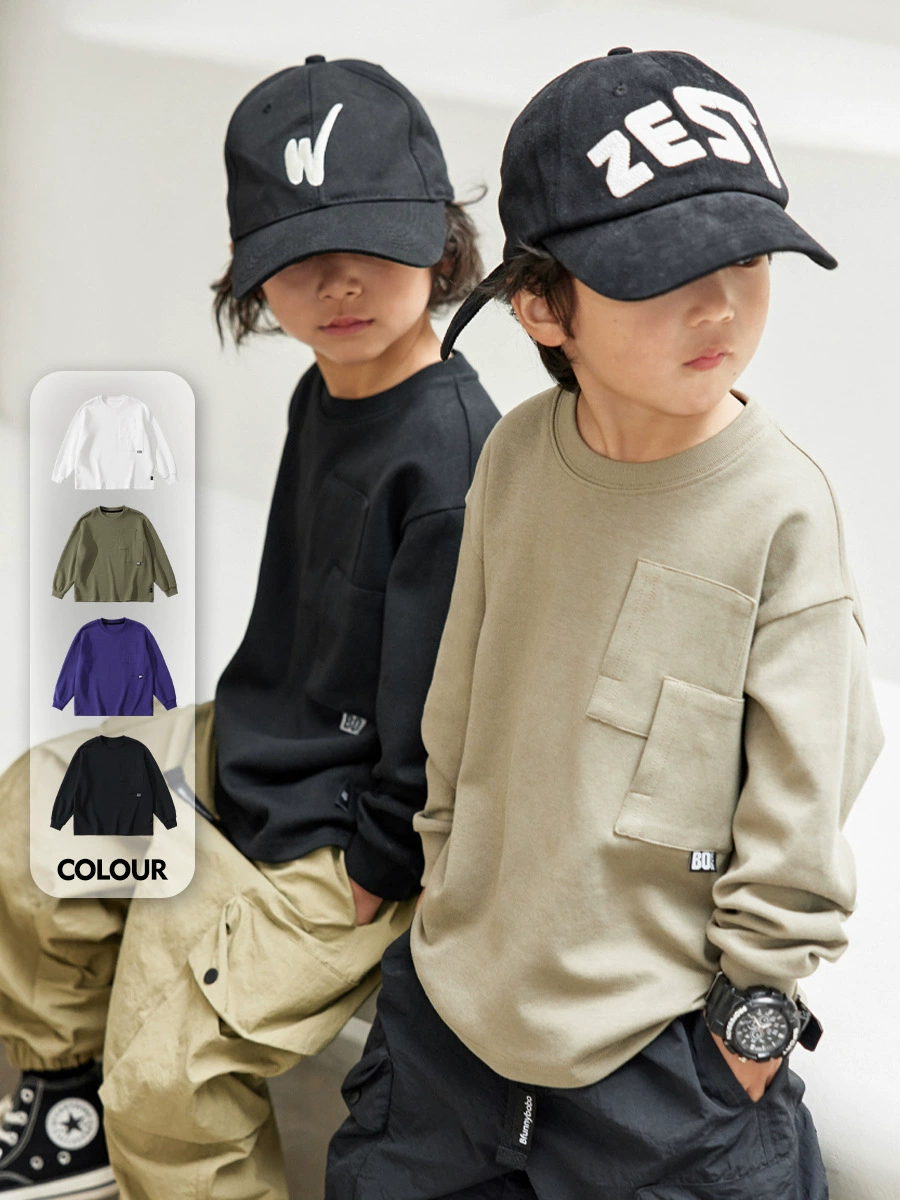 Мальчик Японская футболка с длинными рукавами свитер весна осень 2024 новый стиль для мальчиков с нижней рубашкой для мальчиков