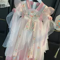 Весенний наряд в древнем стиле Hanfu для девочек, новинка 2025 года, летнее детское платье принцессы в стиле феи, древний стиль.