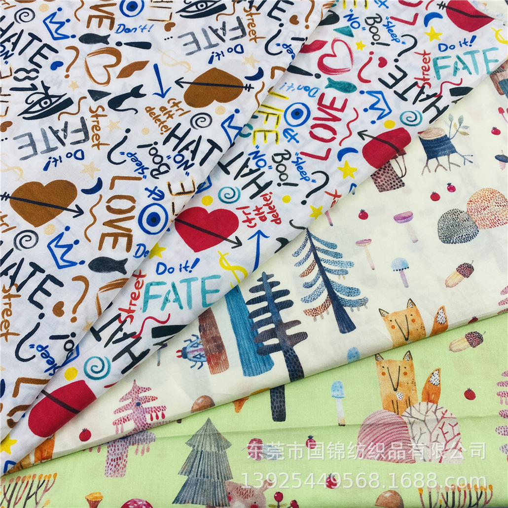 春夏新款数码直喷印花布 全棉60支高密府绸印花，衬衣连衣裙面料