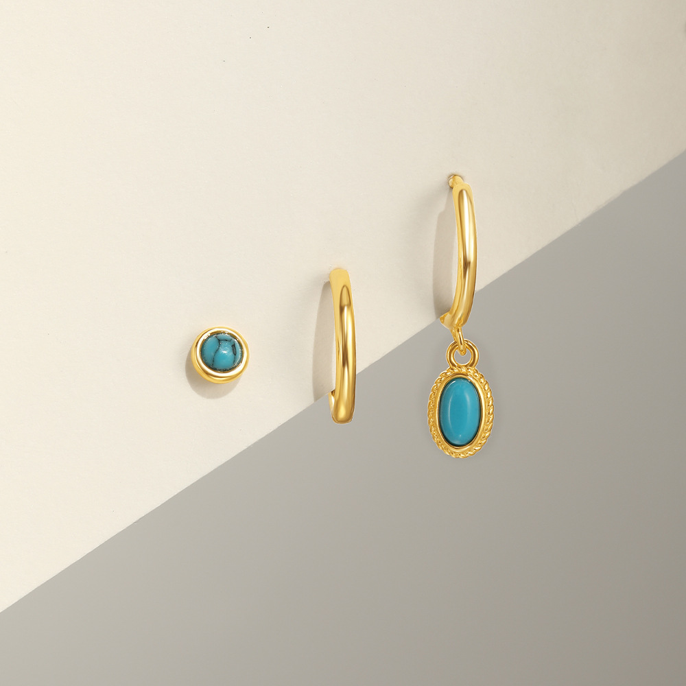 20g Weight 925 Sterling Silver Ear Needle Material December Birthstone Turquoise, Zircon Inlay Material Drop Earrings, Earrings, Ear Studs Classification 1 Set Quantity Holiday, Daily Occasion 925 Sterling Silver Material Geometric Pattern Women's Gender Inlay Design Simple Style Style 1 Set 925 Sterling Silver Turquoise Zircon Geometric Drop Earrings Earrings Ear Studs 11