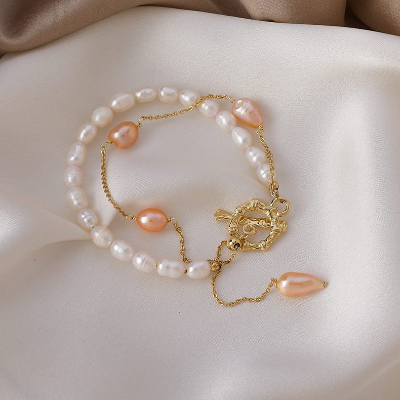 Korean Double Layer Pearl Ot Buckle Bracelet display picture 5