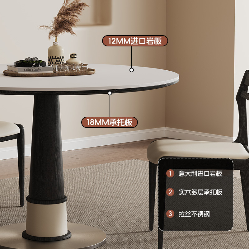 Mesa redonda de madera maciza, mesa redonda de estilo retrógrado francés, mesa de comedor doméstica, mesa de comedor, sala de estar, mesa de comedor