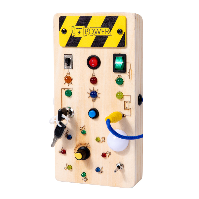 Juguetes transfronterizos CE y CPC comercio exterior niños educación temprana juguetes de madera ocupados interruptor de alimentación LED luz de tráfico 3 +