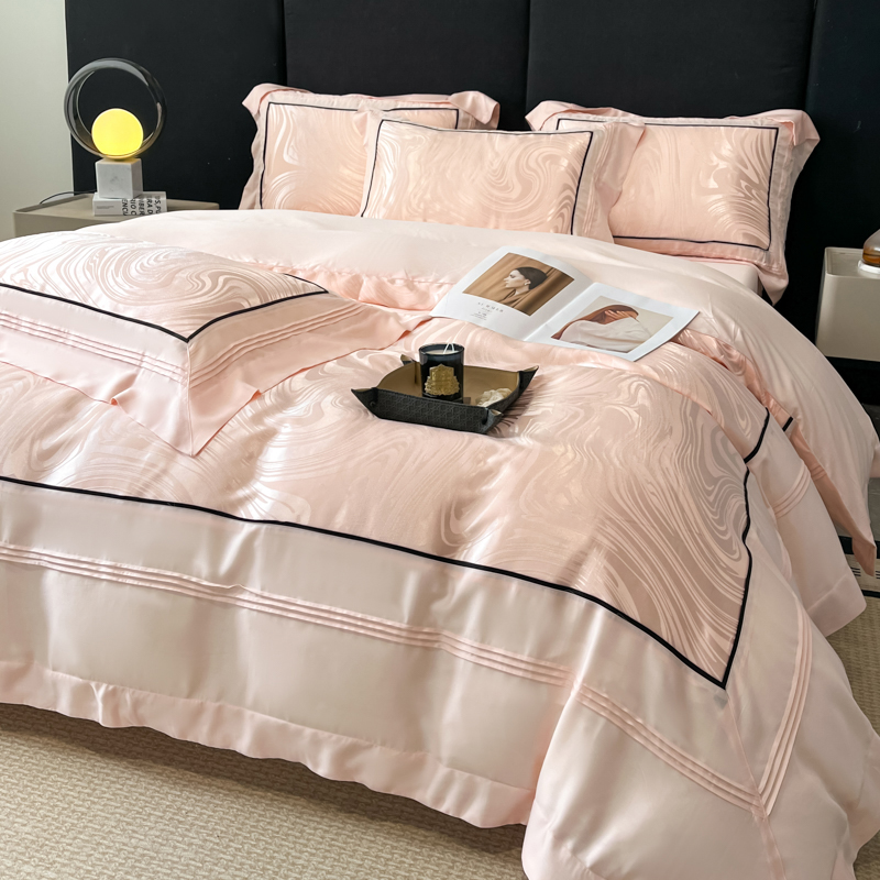 Luxuriöse Eisseide Satin Jacquard Bettwäsche 4-teiliges Set_voghion.com