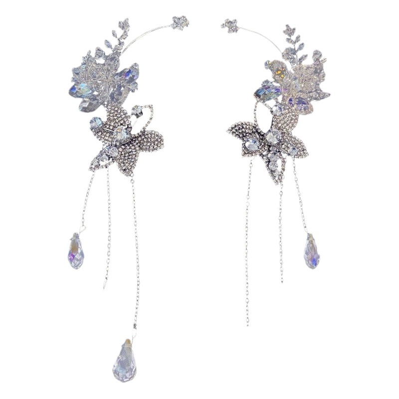 New Bridal Headwear, Korean-Style Fairy-Like Crystal Zircon Wedding Accessories, Forest-Style Beautiful Ear Hanging Accessories, Light Luxury Accessories