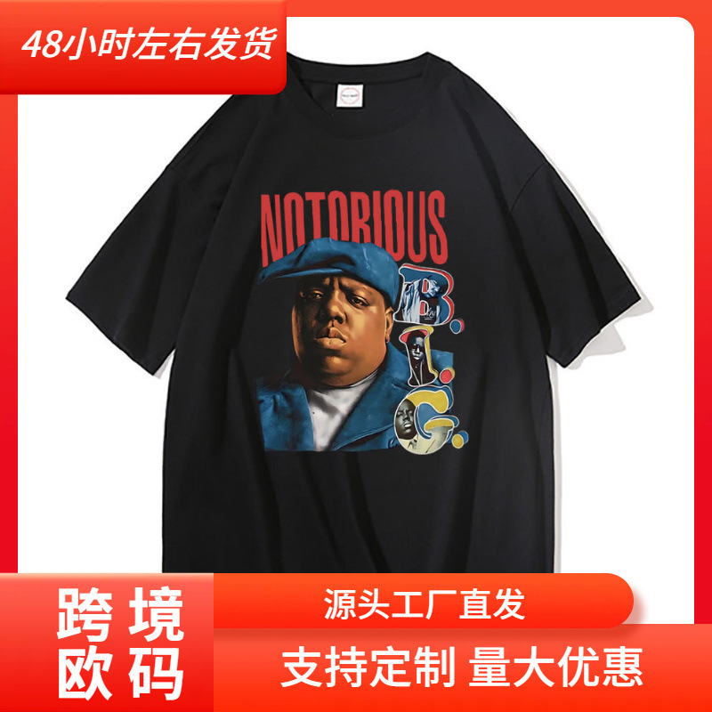 Rapper's Notorious Large Graphic T-Shirt Men's Short-Sleeve T-Shirt Biggie Small T-Shirt Hip Hop