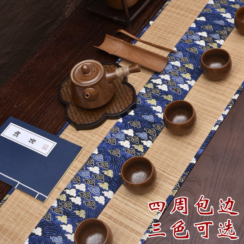 桌旗中式禅意复古风轻奢茶席隔热垫布茶具垫茶旗茶道竹茶帘干泡垫