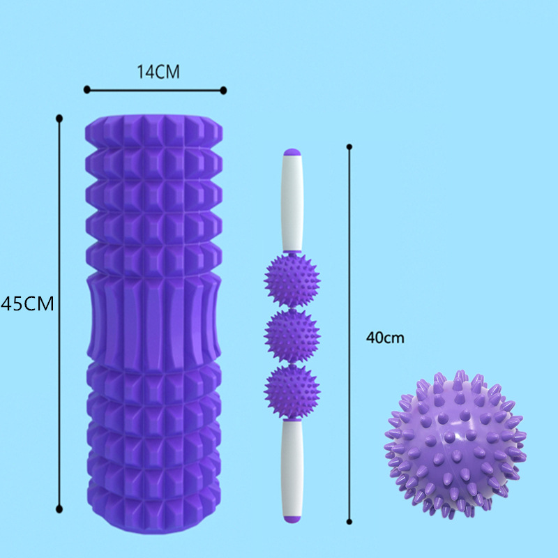 Yoga columna de masaje palo relajación muscular Rodillo de rodillo de la pantorrilla delgada Lobo diente palo Bola de espina eje de espuma de una sola pieza de entrega