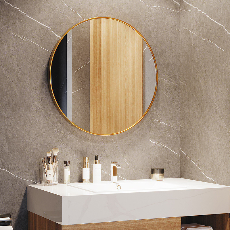 Bathroom Mirror Round Punch-Free Wall-Mounted Self-Adhesive Bathroom Sink Vanity Mirror Bedroom Wall-Mounted Mirror Vanity Mirror
